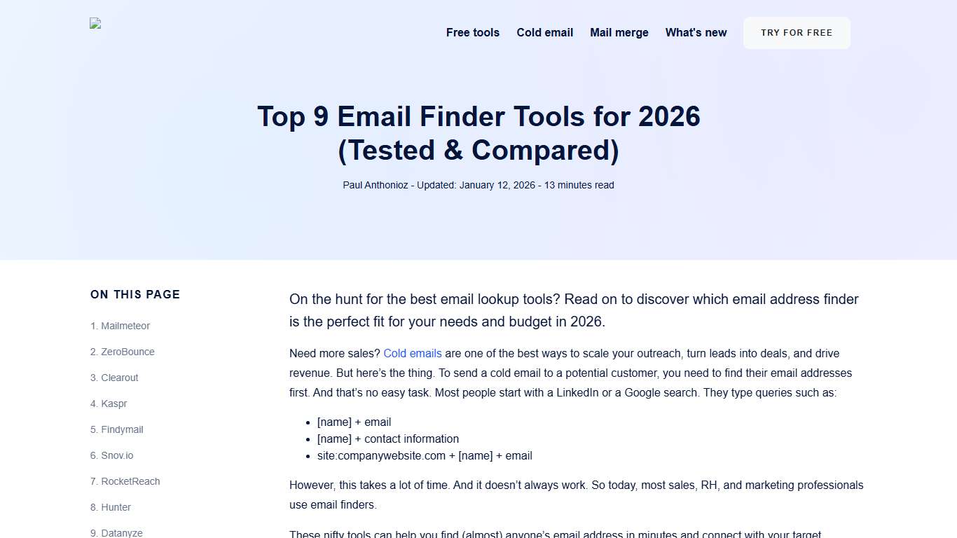 Top 9 Email Finder Tools for 2026 (Tested & Compared)